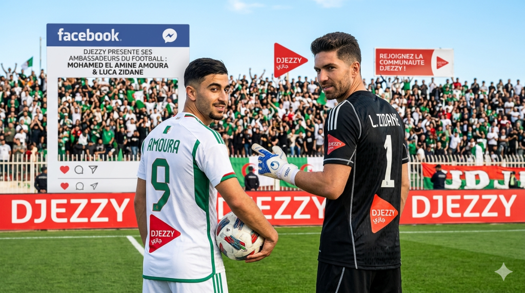 Amoura et Luca Zidane sous les couleurs de Djezzy : quand le football algérien s’affiche en grand
